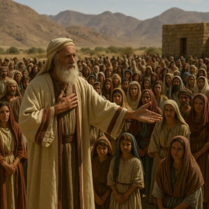 Mózes a nép előtt áll, és kijelenti, hogy Izráel szent és különleges nép az Úr számára.