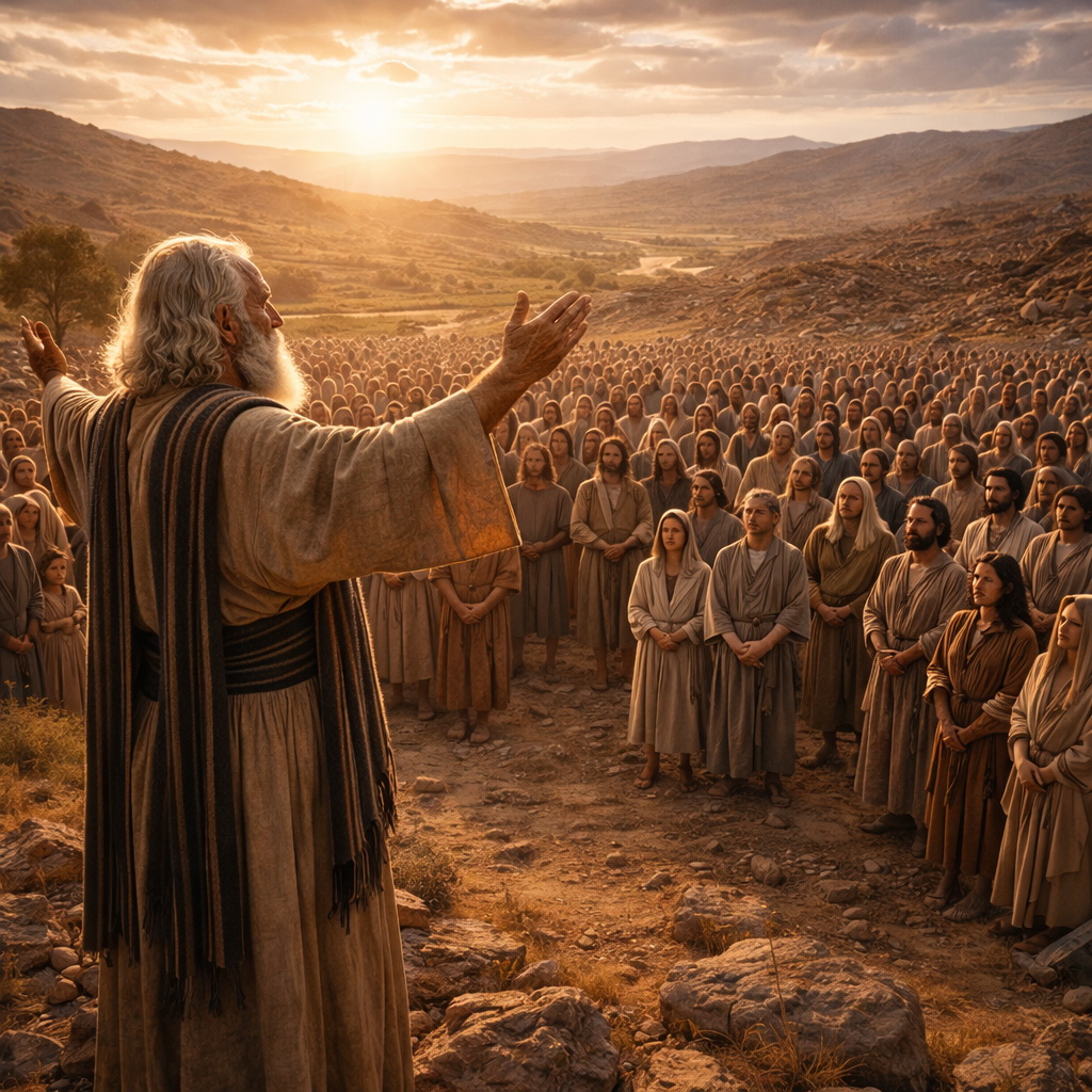 Mózes áldást mond Izráel törzseire halála előtt, az 5Mózes 33 üzenete szerint.