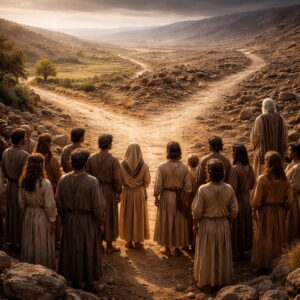 Izráel népe választás előtt áll Móáb földjén, az élet és a halál útja között, az 5Mózes 30 tanítása szerint.