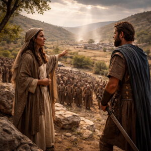 Bírák 4 – Debóra vezetése és a szabadítás ígérete | | Jézus Krisztus a mi megváltónk Debóra bíró prófétai útmutatást ad Báráknak, miközben Izráel serege készül a szabadításra Kánaán dombvidékén.