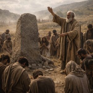 Sámuel Mispában imára hívja Izráelt, az Ebén-Háézer emlékkő áll, a nép bűnbánattal az ÚRhoz fordul – 1Sámuel 7