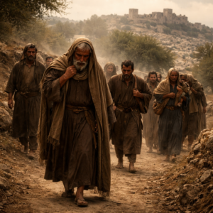 Dávid menekülése Jeruzsálemből hűséges kísérőivel a 2Sámuel 15 fejezete alapján