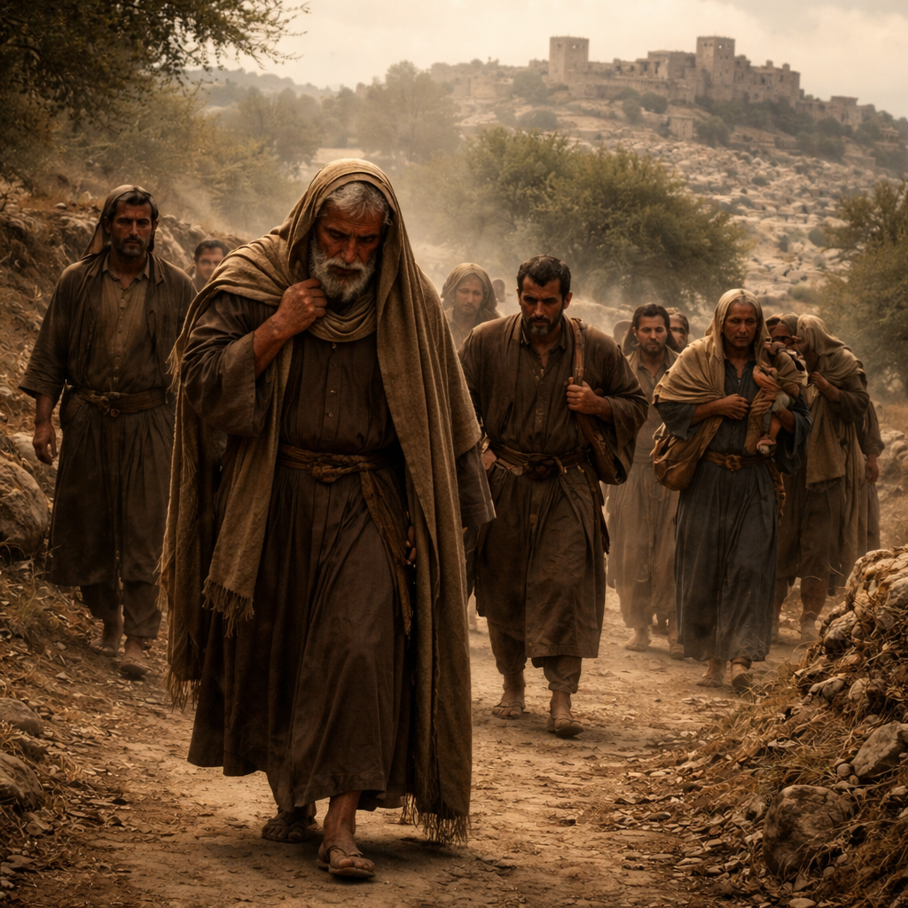 Dávid menekülése Jeruzsálemből hűséges kísérőivel a 2Sámuel 15 fejezete alapján