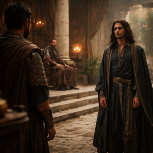 Absolon és Dávid távolságtartó találkozása a 2Sámuel 14 fejezete alapján, a félbemaradt megbékélés feszültségével